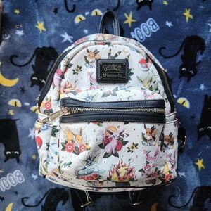 Official Loungefly Pokemon Eevee Evolution Floral Tattoo-style Mini Backpack Bag
